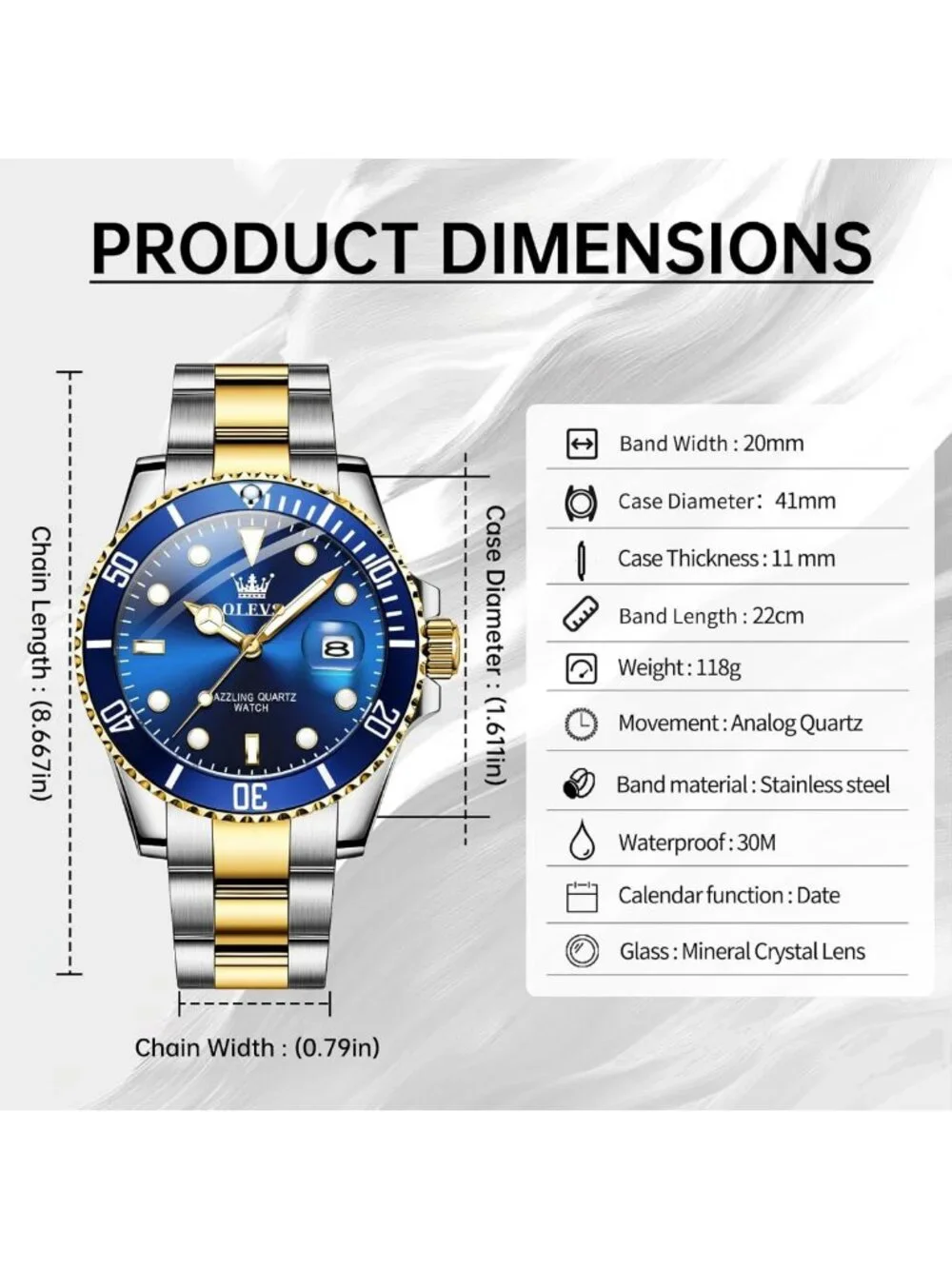 Luxury Men's Stainless Steel Analog Watch - Waterproof Date Dress Timepiece